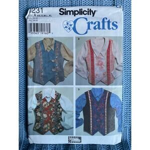 Simplicity 7231 Sewing pattern quilted vest 1980s size xs s m l xl